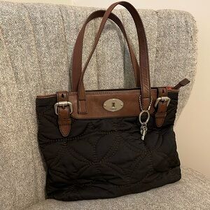 Fossil black quilted purse